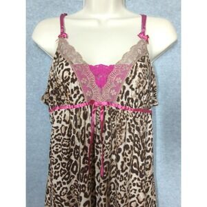 Leopard Print Maxi Slip L Lace Accent Baby Doll Studio Donatella Wild Thing Sexy